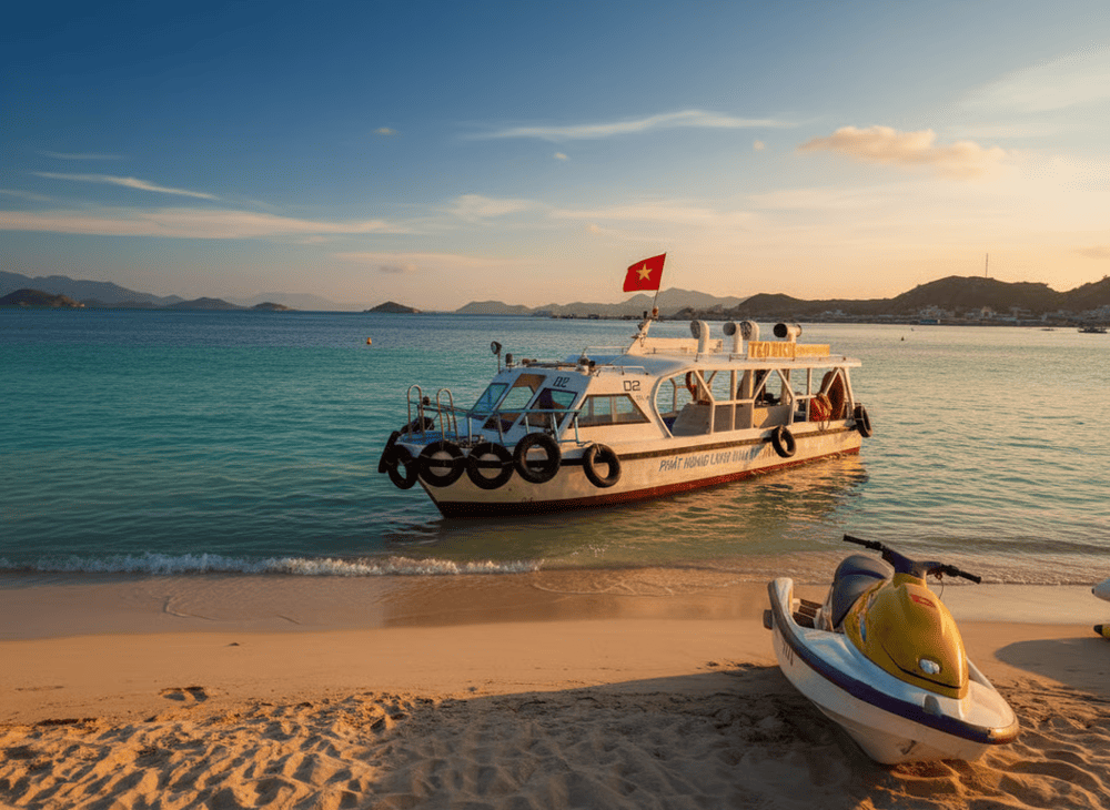 Du khách có thể thuê tàu ra khám phá đảo Bình Hưng